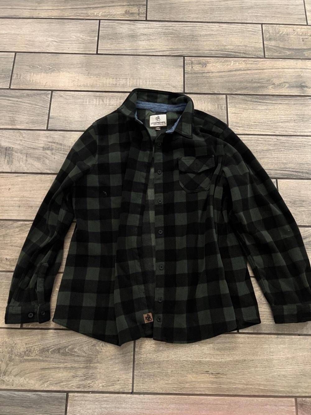 Legendary Whitetails Black and Dark Green Plaid Button-Down Shirt